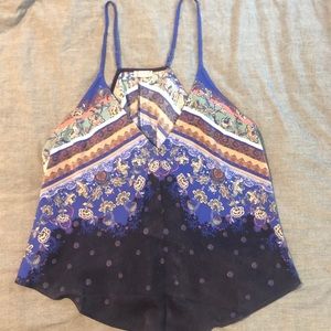 Free People Sz LG Run Around Tank Top Relaxed Blue - #105